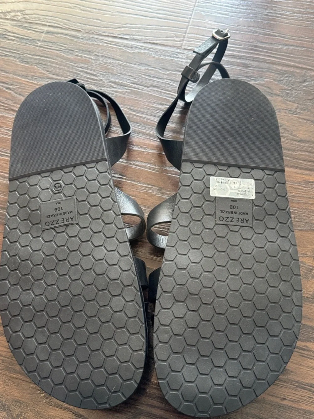 Arezzo Black Crystal-Buckle Strappy Sandals, Like New, Sz 10